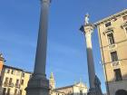 Large pillars in the town square (called a piazza)