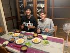 My host mom made dinner for me and a new friend