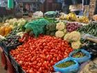 Assortment of produce in the indoor market
