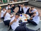 These kids put together a picnic during recess and shared some of their favorite fruits