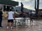 I worked up a sweat playing ping pong with some locals in the town’s park