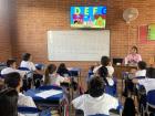 An average classroom at the school I teach in, except this one is lucky enough to have a television