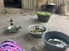 Washing and preparing vegetables for a salad during Ramadan 