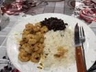 Shrimp (camarones) with rice and beans for dinner