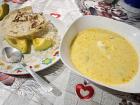 Homemade soup with yuca and potatoes