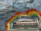The rainbow art at Stockholm's Stadion metro station
