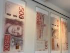 Swedish money on display at the Tumba Paper Mill Museum