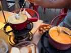 Tomato fondue on the right, classic is on the left. I tried it with bread, but the potatoes were more filling!