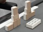 A photo of my friend's very unique mahjong configuration. Mahjong is a Chinese tabletop game and he has positioned it like a goal