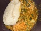 Banku with okra stew and fish