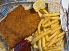 Breaded chicken and fries 