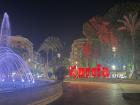 View of my city center, water fountain and Murcia Sign