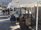 Outside vendor market in Lisbon, Portugal (jewelry, fruit, clothing) 