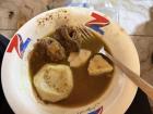 Pepper soup with yams and bushmeat. I ate this when visiting a village in the West region