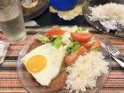 My first time trying chicken milanesa a caballo after my class!