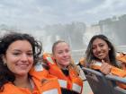 My friends and I during a boat ride through the falls!