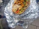 Chicken shawarma burrito from a food truck in Rinkeby