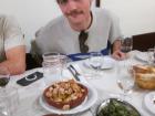 A bite to eat in Santiago de Compostela with friends featuring raxo, pimientos de padrón y camarones.