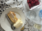 One of my favorite Polish homemade desserts, szarlotka (apple cake) with vanilla ice cream!