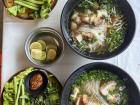 A common Lao food called "Pho" which is a type of noodle soup