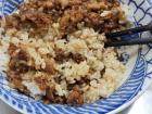 Soy sauce braised pork and rice: a Taiwanese dish found in most local restaurants here
