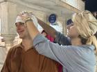 Covering our heads prior to entering a Sikh gurdwara 