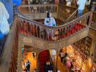 Looking down from the second floor