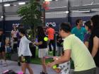 Here's all of us getting warmed up and ready to play some pickleball!