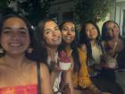 My friends and I spending time together while eating gelato