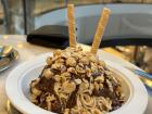 Spaghettinutella - hazelnut ice cream with Nutella and whole nuts