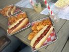 A photo of traditional American hot dogs, for comparison