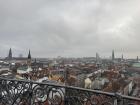 A view of cloudy Copenhagen from the Round Tower, which is located right next to the DØP hot dog stand