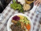 Bò bún: a Vietnamese noodle bowl with crunchy spring rolls