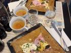 A French galette! It’s like a crêpe (a thin pancake), but made with buckwheat flour. In France, crêpes are usually sweet, and galettes are savory, filled with things like ham, cheese and egg