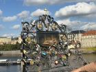 The five-star cross where visitors stop to make wishes in honor of St. John of Nepomuk