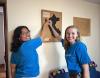 Mira (left) and I mark our placement!