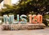 Officially on campus at NUS, and I couldn't resist a photo with the 120th anniversary sign made entirely of recycled bottles. ♻️