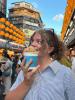 Enjoying some peanut-bean ice cream at the MiaoKou Night Market
